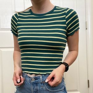 Wild fable green striped crop top